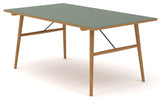 Hekla Dining table 168cm, Green linoleum, Oak