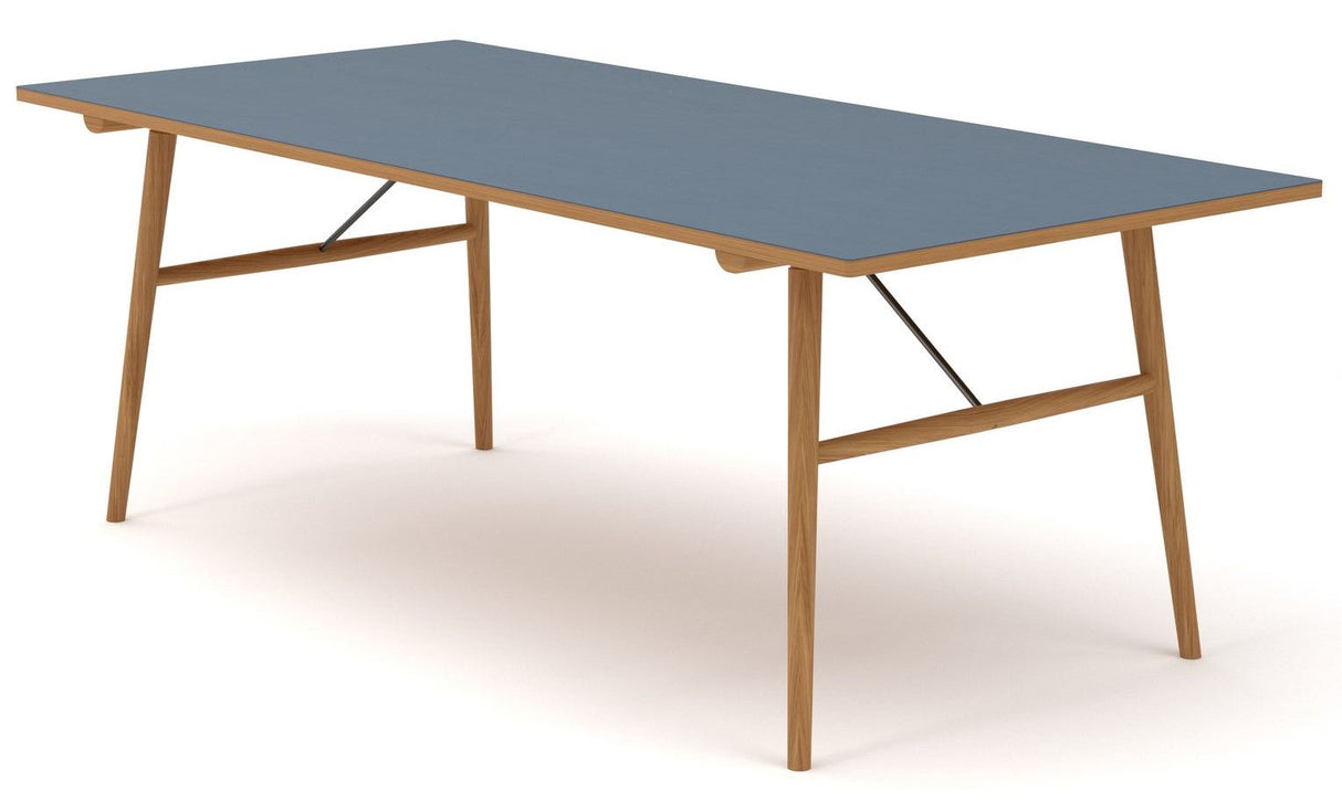 Hekla Dining table 208cm, Blue linoleum, Oak