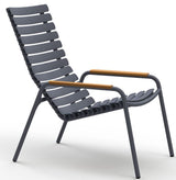 ReCLIPS Lounge chair with aluminum slats, bamboo arm, Gray