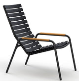 ReCLIPS Lounge chair with aluminum slats, bamboo arm, Black