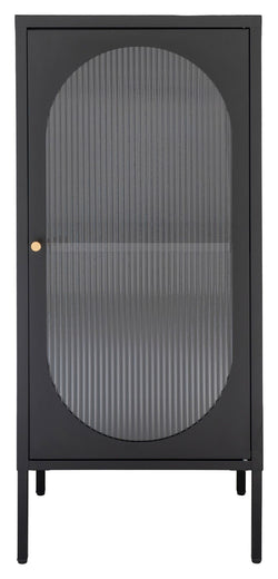 Adelaide Vitrineskab Black w. ribbed glass door, 35x50x110