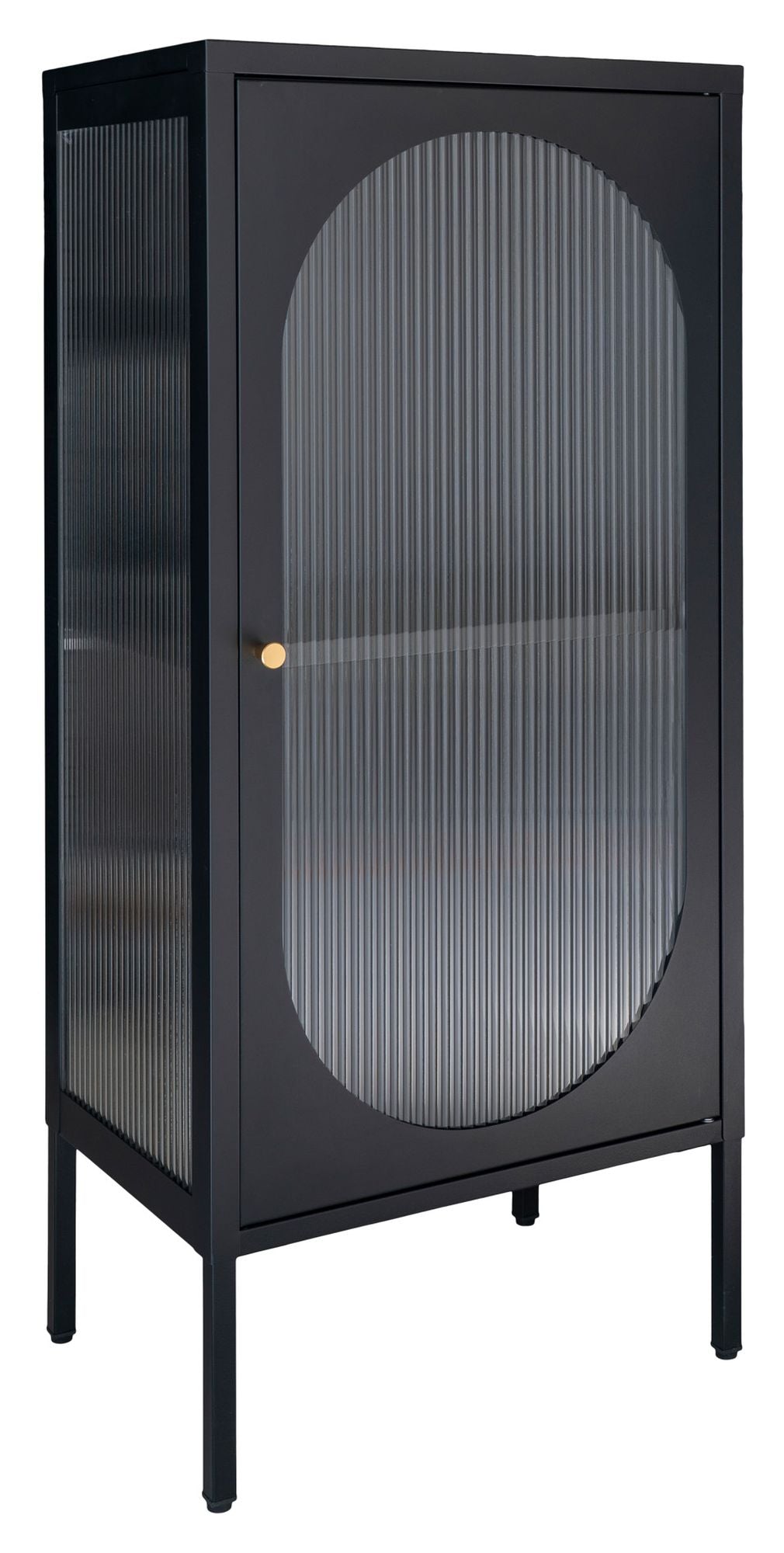 Adelaide Vitrineskab Black w. ribbed glass door, 35x50x110