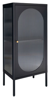 Adelaide Vitrineskab Black w. ribbed glass door, 35x50x110