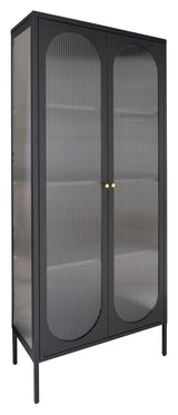 Adelaide Vitrineskab Black w. ribbed glass door, 35x80x180