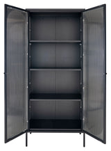 Adelaide Vitrineskab Black w. ribbed glass door, 35x80x180