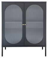 Adelaide Vitrineskab Black w. ribbed glass door, 35x90x110