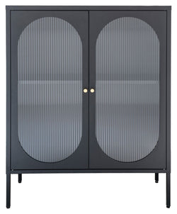 Adelaide Vitrineskab Black w. ribbed glass door, 35x90x110