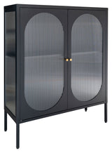 Adelaide Vitrineskab Black w. ribbed glass door, 35x90x110