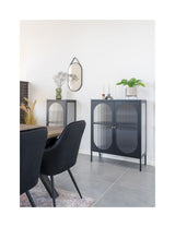 Adelaide Vitrineskab Black w. ribbed glass door, 35x90x110