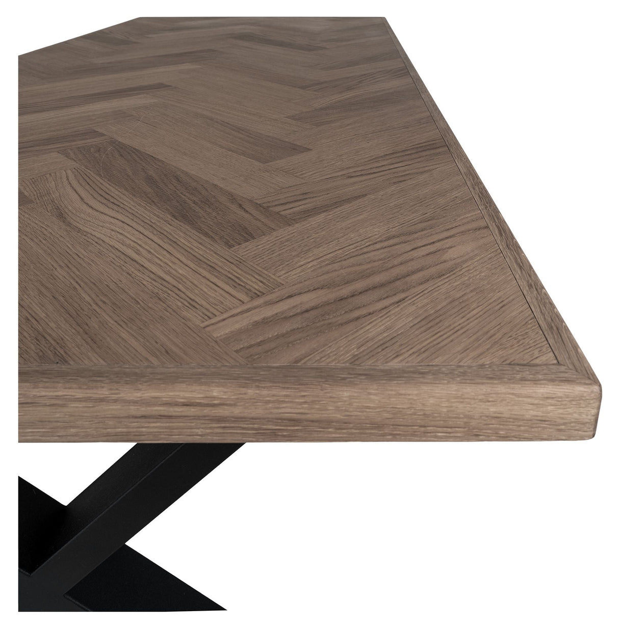 Bordeaux Dining table, herringbone, smoked oak veneer with straight edge