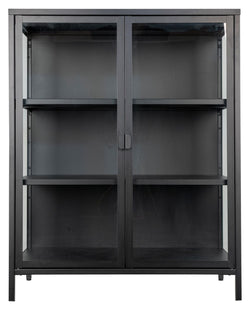 Brisbane Vitrine cabinet with glass doors, Black, H101,5