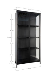 Brisbane Vitrine cabinet with glass doors, Black, H175