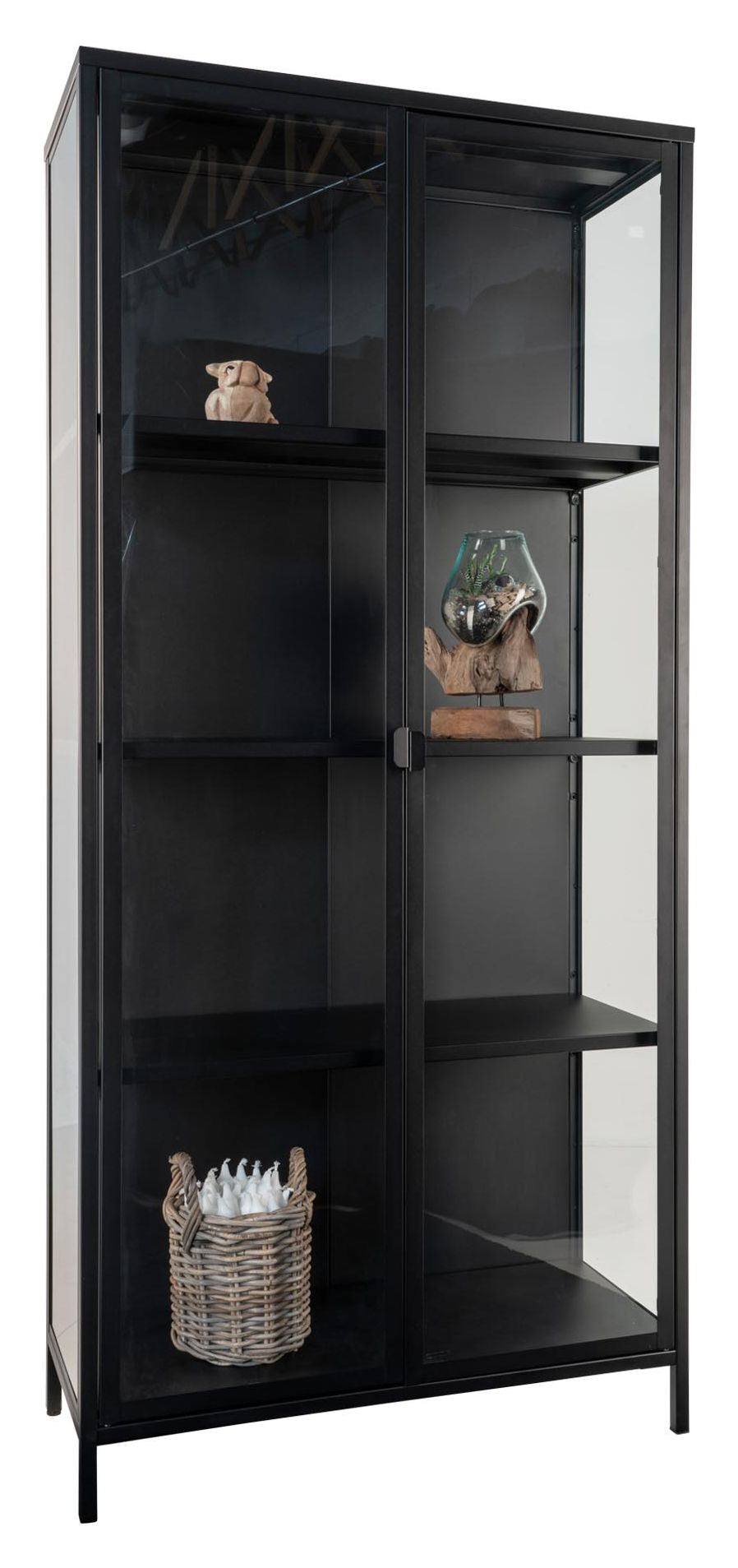 Brisbane Vitrine cabinet with glass doors, Black, H175