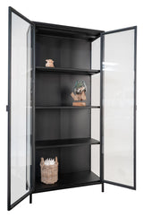 Brisbane Vitrine cabinet with glass doors, Black, H175