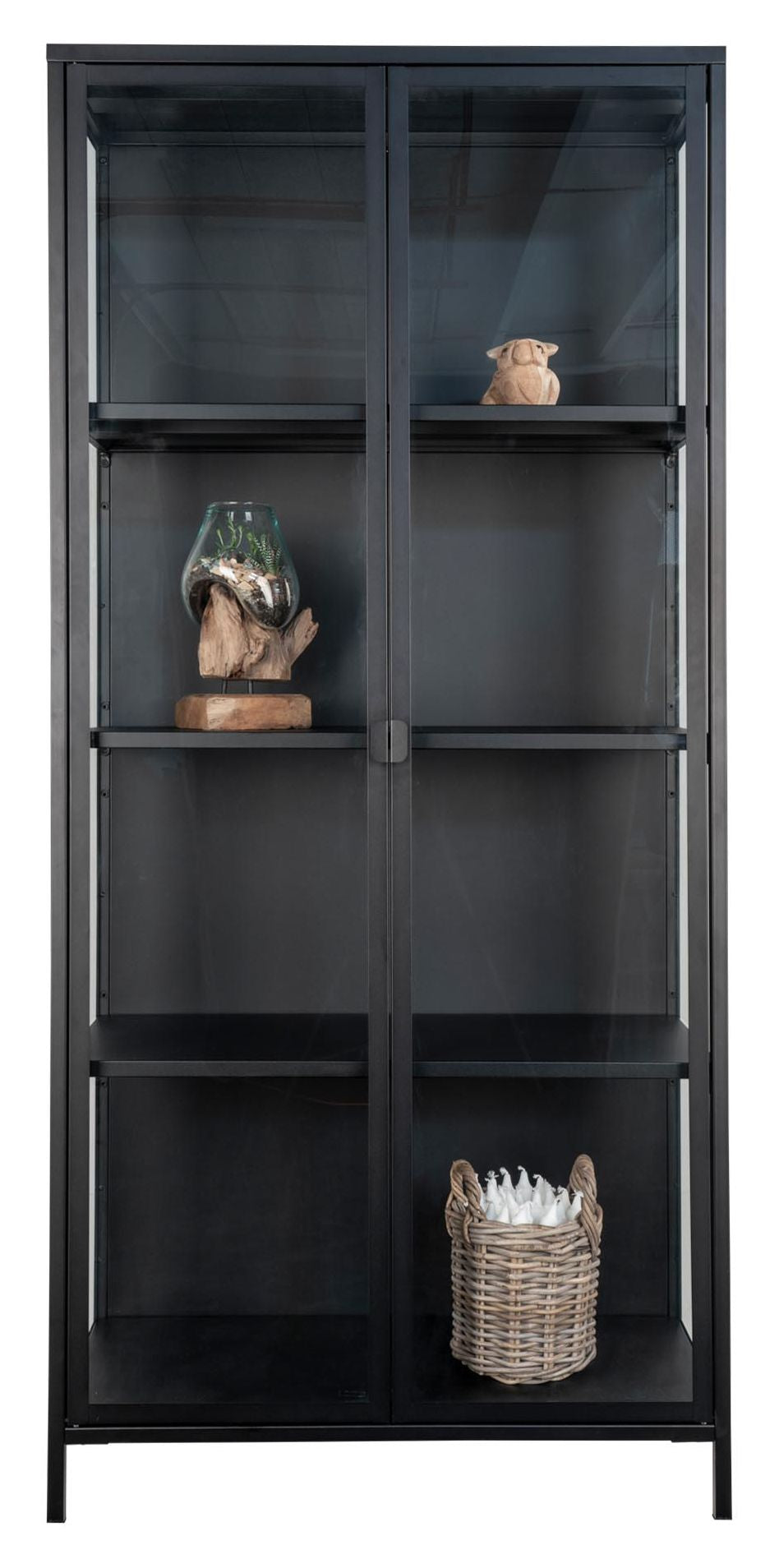 Brisbane Vitrine cabinet with glass doors, Black, H175