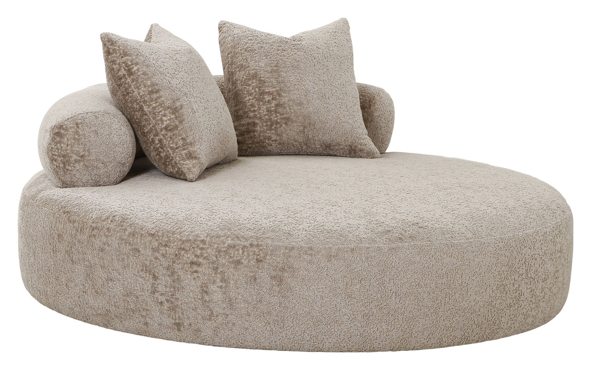 Cairo Daybed w. 2 Pillows, Chenille, Round, Nature