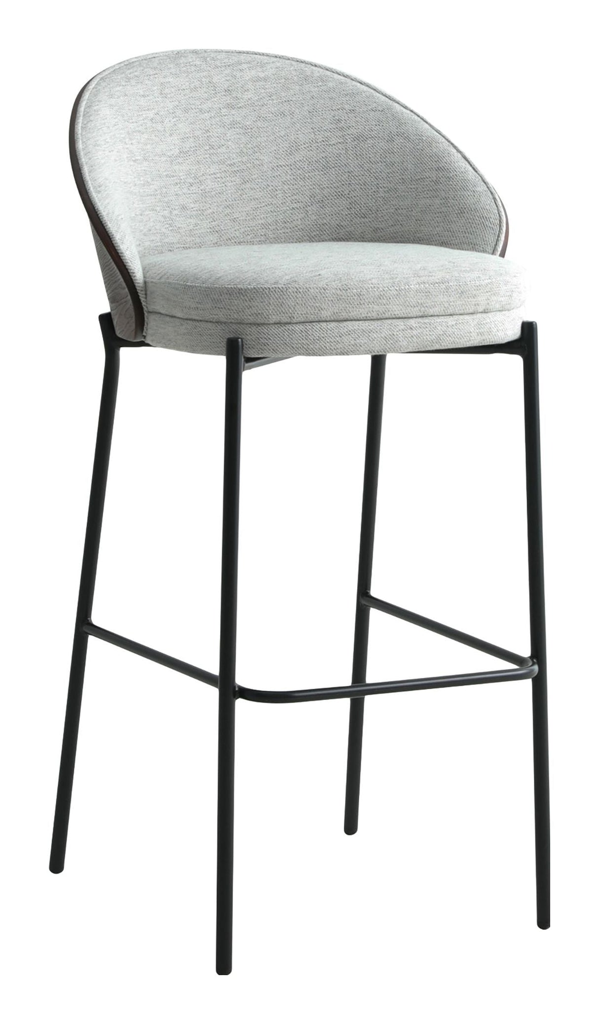 Canela Bar stool, light gray with dark brown back and black legs