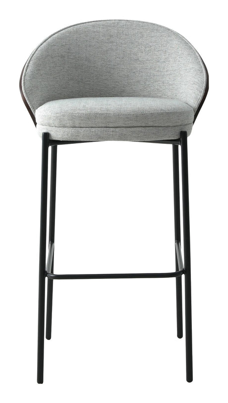 Canela Bar stool, light gray with dark brown back and black legs