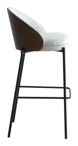 Canela Bar stool, light gray with dark brown back and black legs