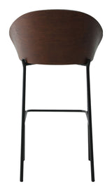 Canela Bar stool, light gray with dark brown back and black legs