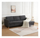 Firenze Sofa w. movable Chaise longue, Dark gray w. Nature wooden legs