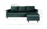 Firenze Sofa with removable Chaise longue, Dark Green Velvet