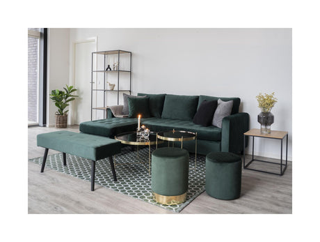 Firenze Sofa with removable Chaise longue, Dark Green Velvet