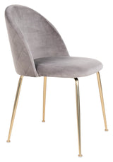 Geneve Dining chair, gray velvet, brass look