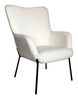 Glasgow Armchair, Bouclé, White with black legs