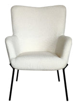 Glasgow Armchair, Bouclé, White with black legs