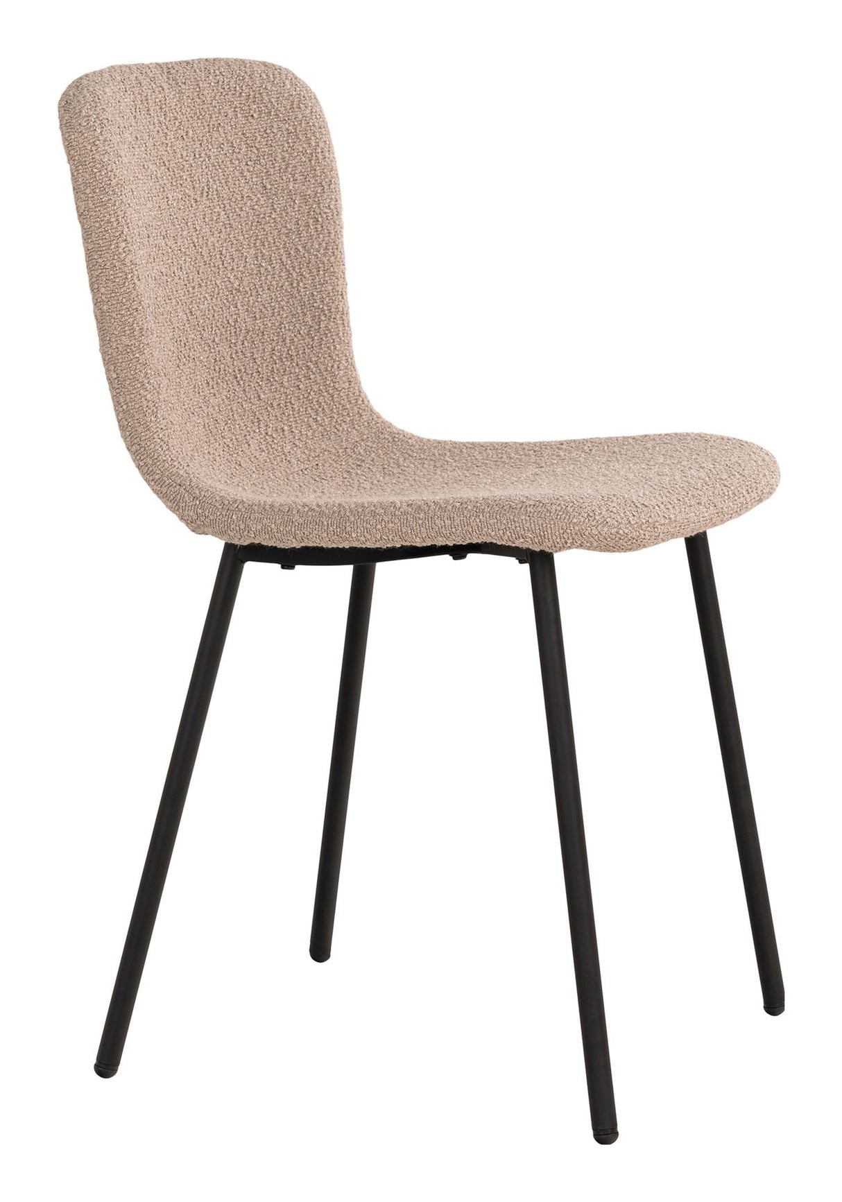 Halden Dining chair, Bouclé, Beige with black legs