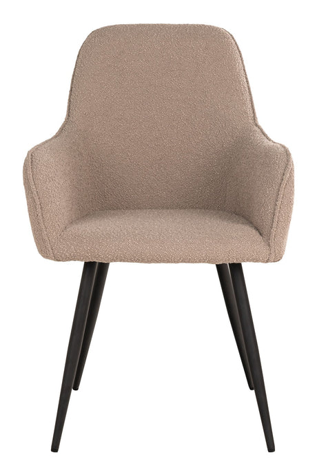 Harbo Dining chair, Bouclé, Beige with black legs