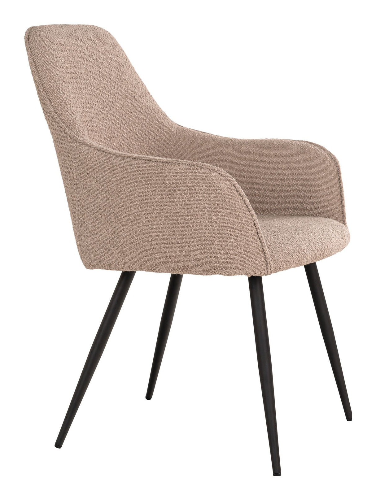 Harbo Dining chair, Bouclé, Beige with black legs