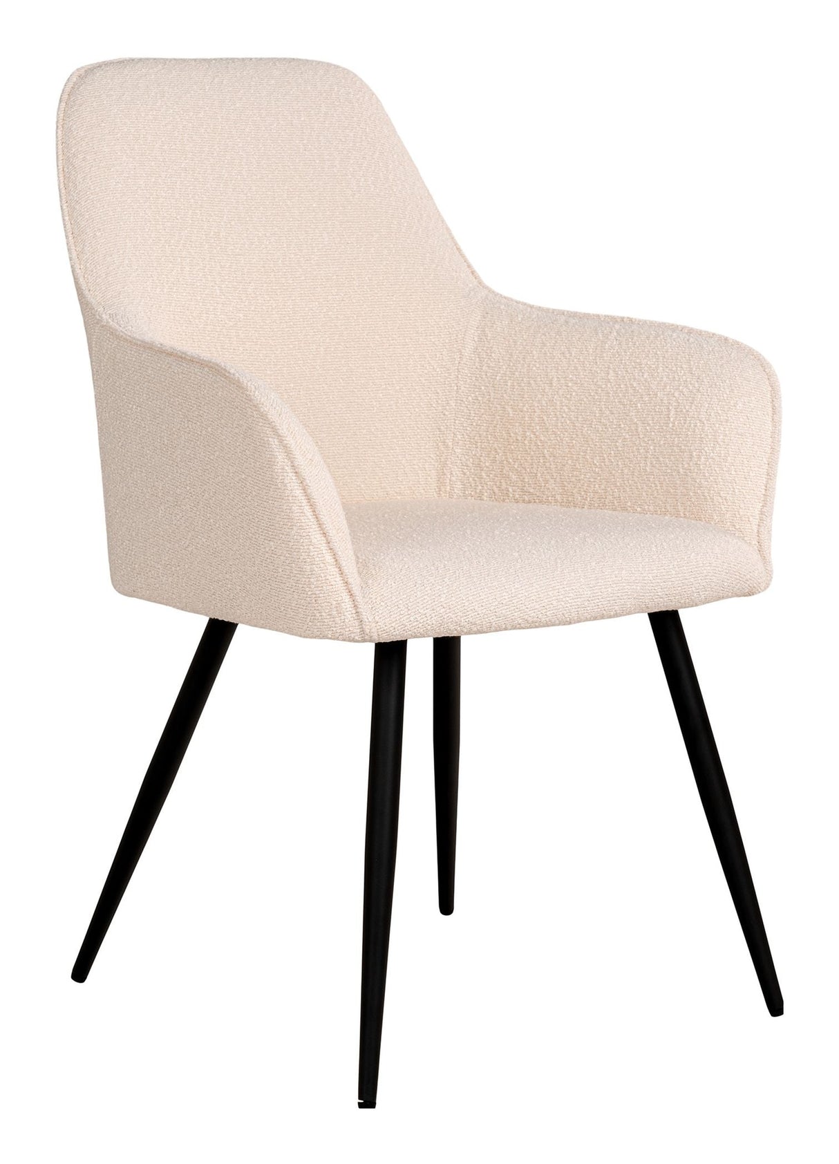 Harbo Dining chair, Bouclé, White with black legs