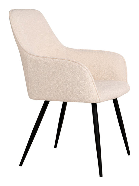 Harbo Dining chair, Bouclé, White with black legs