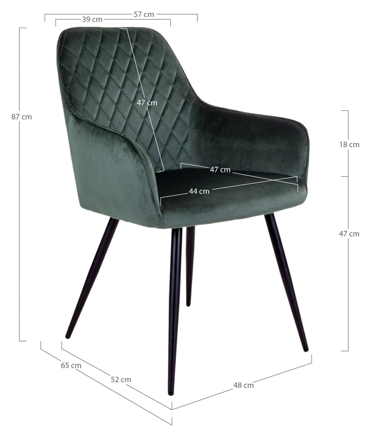 Harbo Dining chair, Green velvet