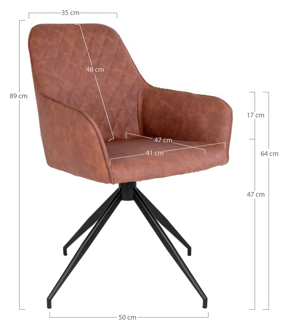 Harbo Dining chair with swivel foot, brown Leatherette