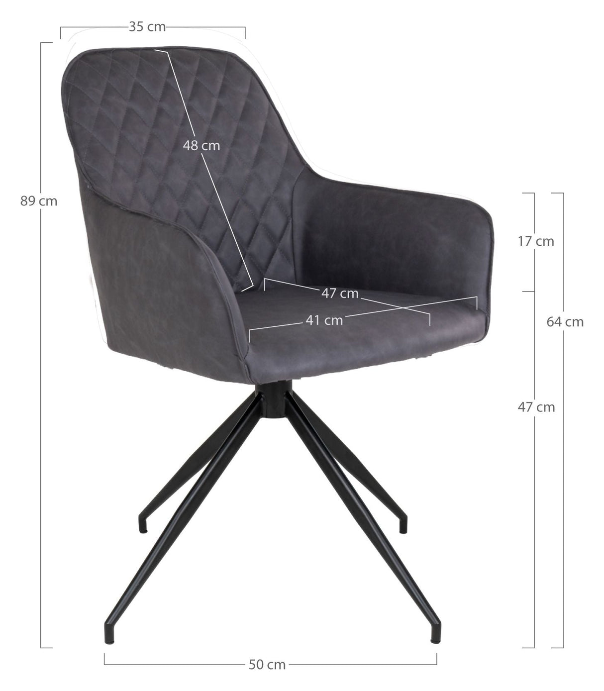 Harbo Dining chair with swivel foot, Dark gray Leatherette