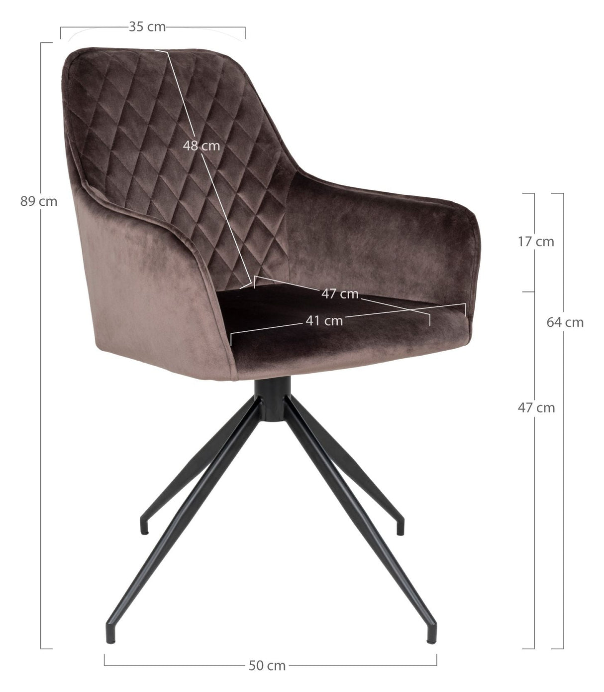 Harbo Dining chair with swivel foot, Mushroom Velour