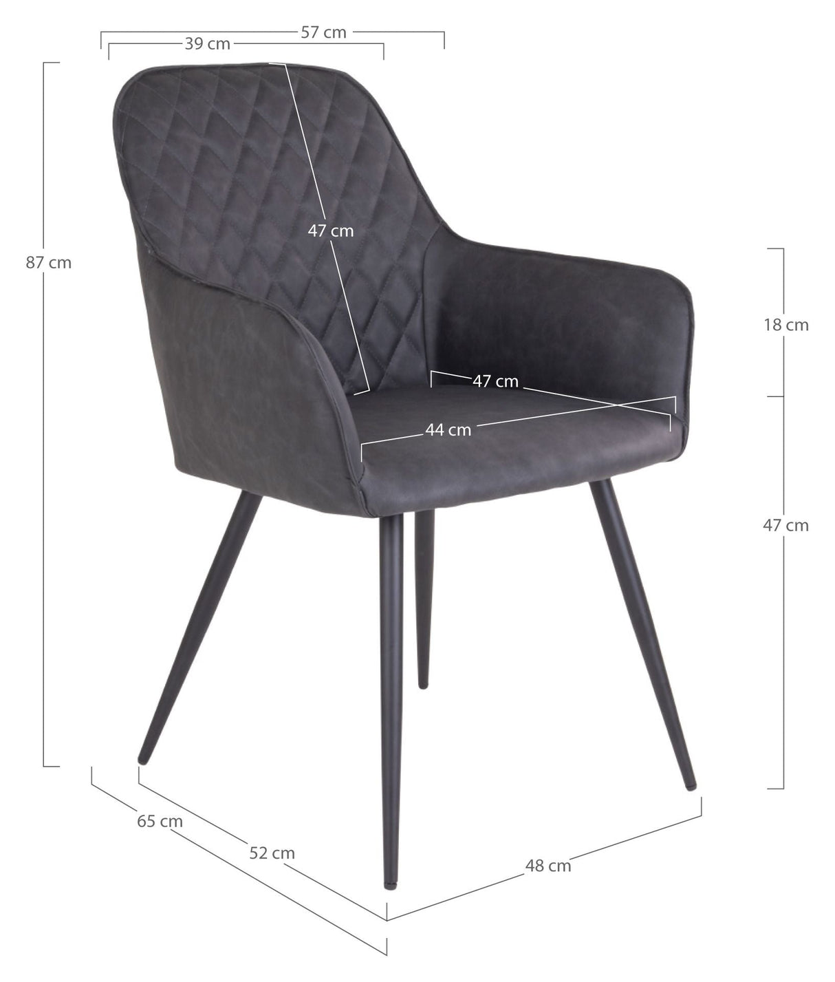 Harbo Dining chair, dark gray PU