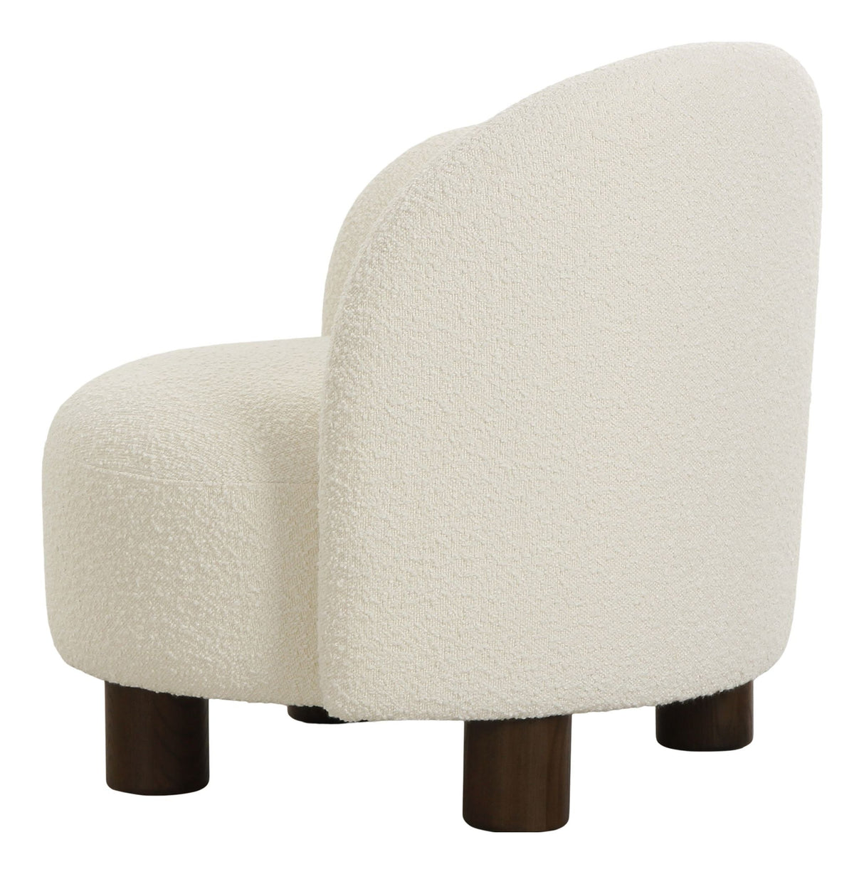 Honolulu Lounge Chair, Bouclé, Right-facing, Round, White