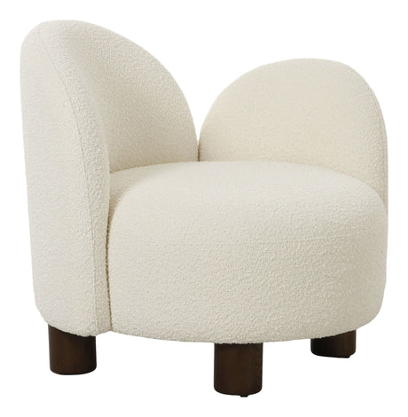 Honolulu Lounge Chair, Bouclé, Left-facing, Round, White