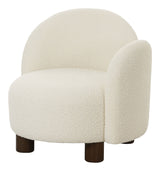 Honolulu Lounge Chair, Bouclé, Left-facing, Round, White