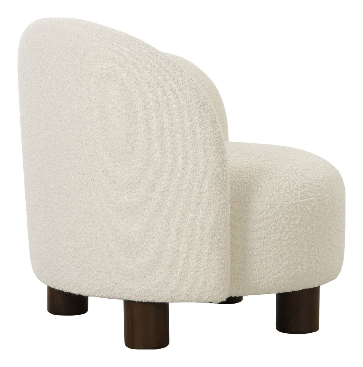 Honolulu Lounge Chair, Bouclé, Left-facing, Round, White