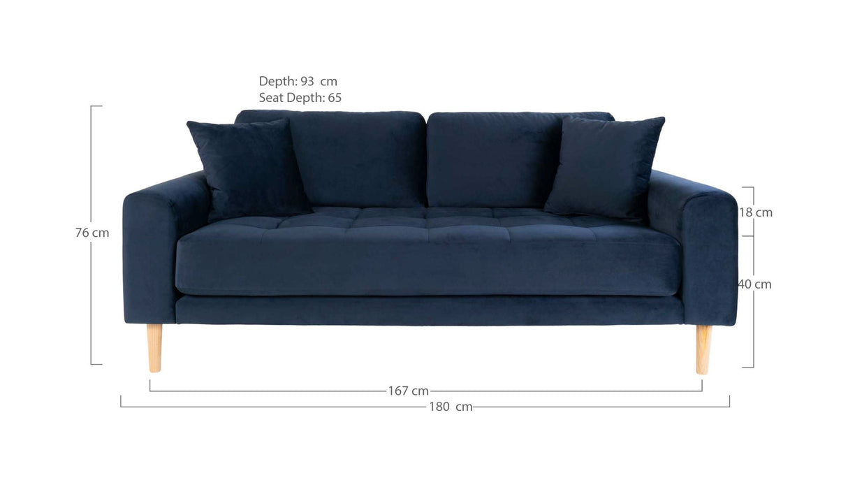 Lido 2.5-pers. Sofa, Dark Blue Velvet