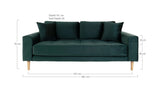 Lido 2.5-pers. Sofa, Dark Green Velvet