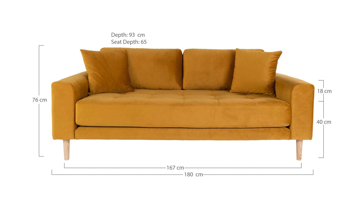 Lido 2.5-pers. Sofa, mustard yellow velvet