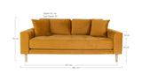 Lido 2.5-pers. Sofa, mustard yellow velvet