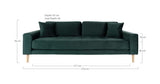 Lido 3-pers. Sofa, Dark Green Velvet