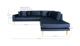 Lido Corner Sofa Right-Facing Open End, Blue Velvet